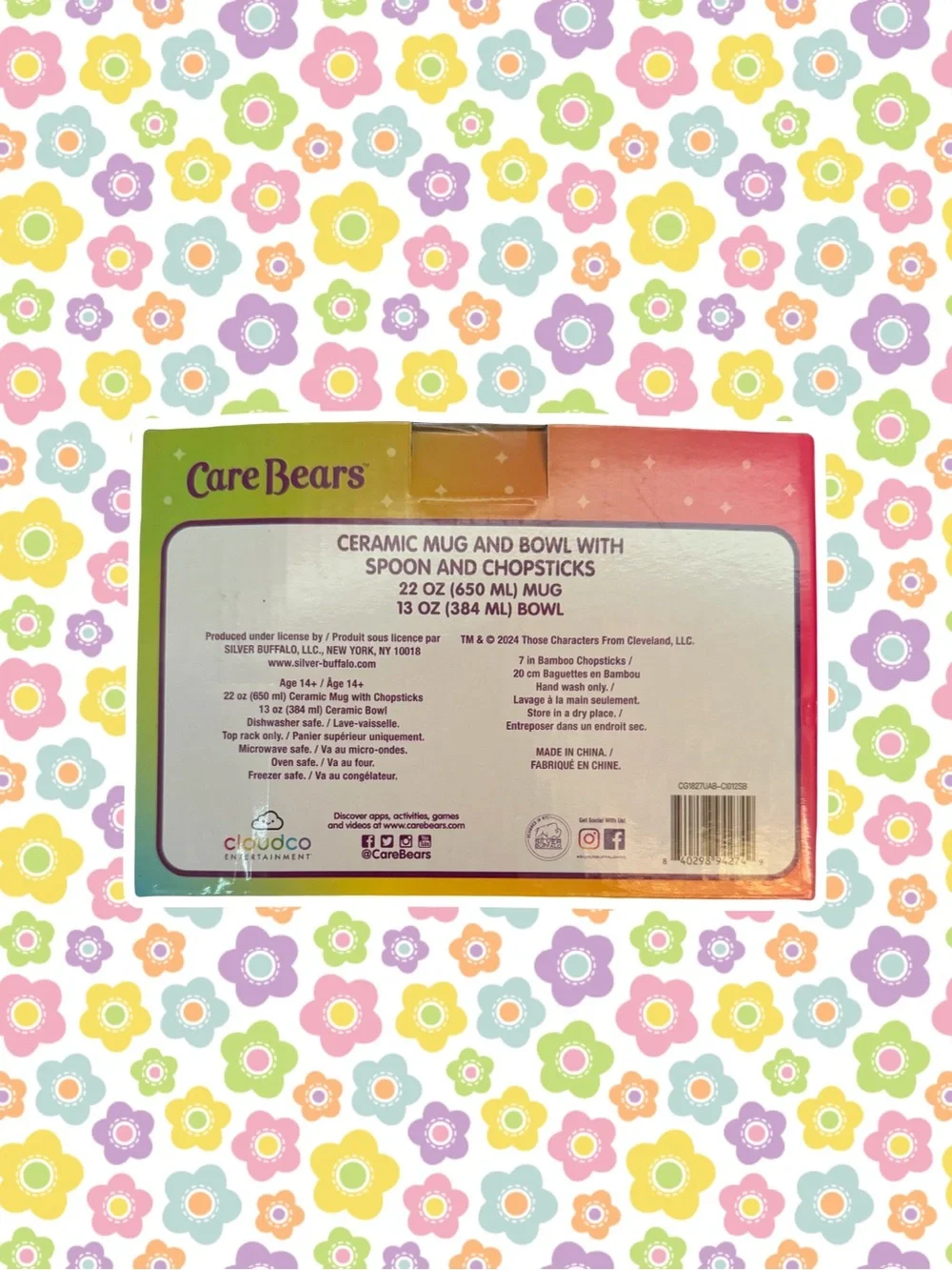 Care Bears Pink and Purple Ceramic Mug & Bowl Set with Spoon and Chopsticks